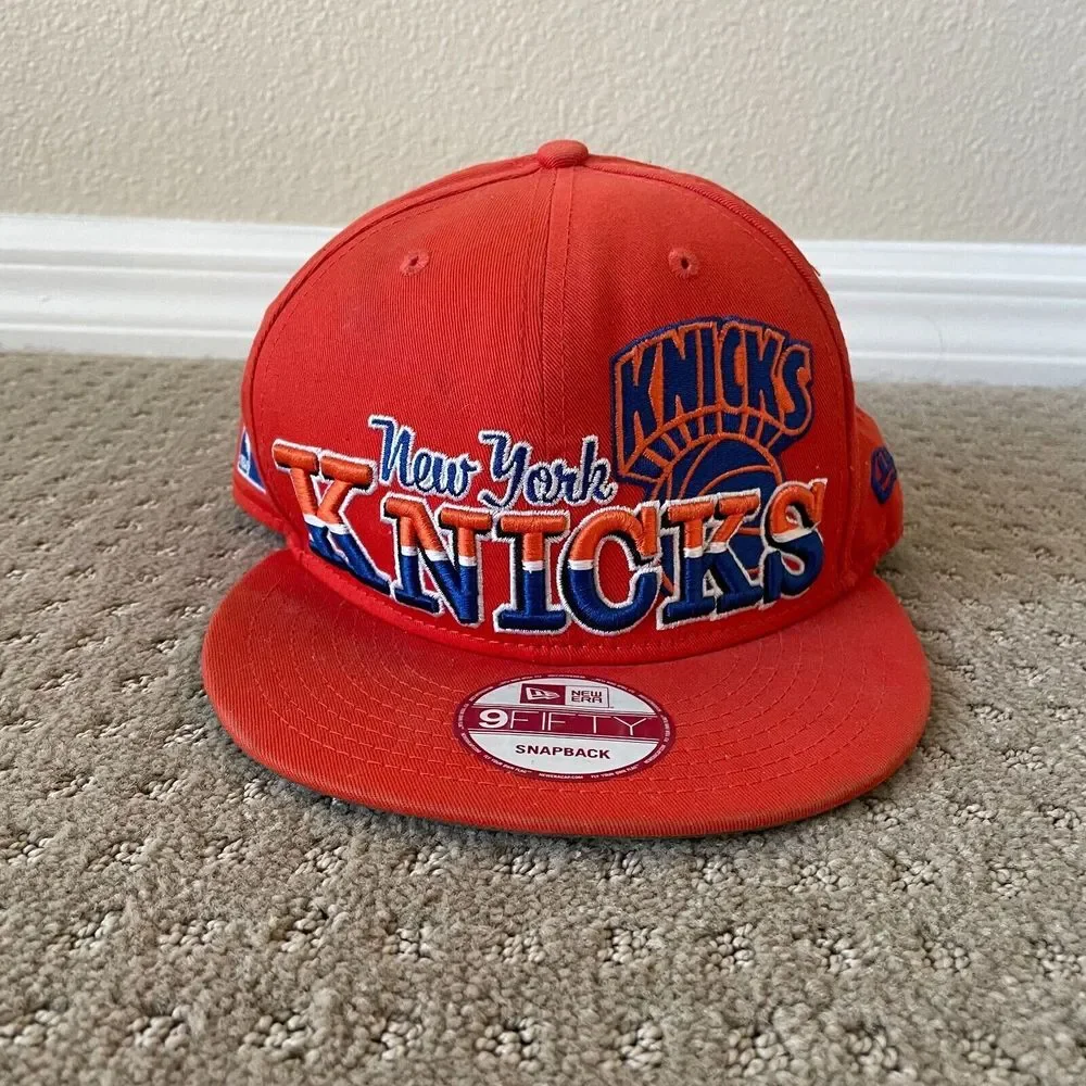 New York Knicks Snapback Hat Men Orange New Era‎ Hardwood Classics NBA Cap Logo